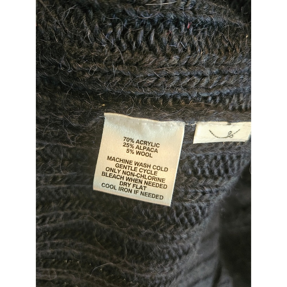 Ann Taylor LOFT Dark Navy Blue Alpaca Wool Blend Shawl Collar Wrap Sweater Small - Picture 4 of 4